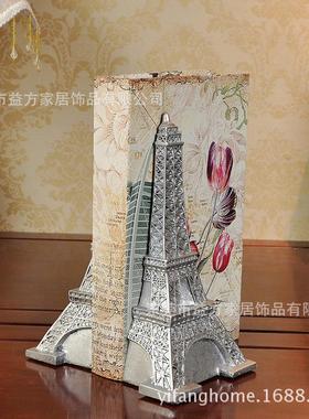 批发银色创意书靠 树脂工艺品摆件书房摆设 埃菲尔铁塔书立书挡