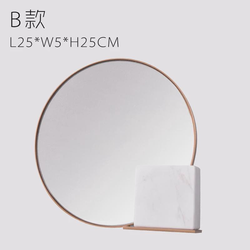北欧化妆镜台式桌面大理石欧式家用大号女双面旋转公主圆形梳妆镜