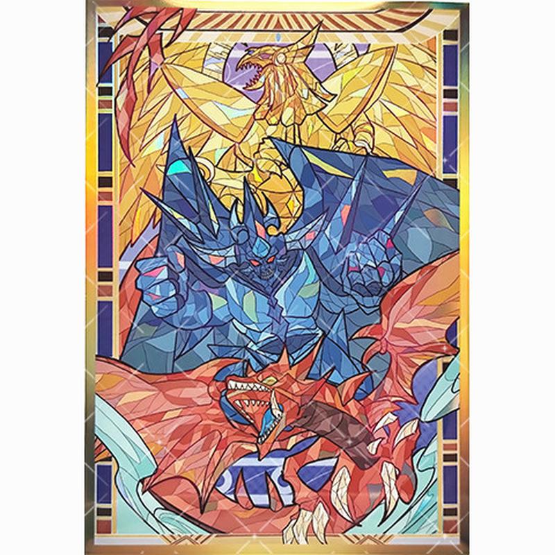 游戏王卡套 三幻神 天空龙巨神兵翼神龙玻璃彩绘风格牌套官套尺寸