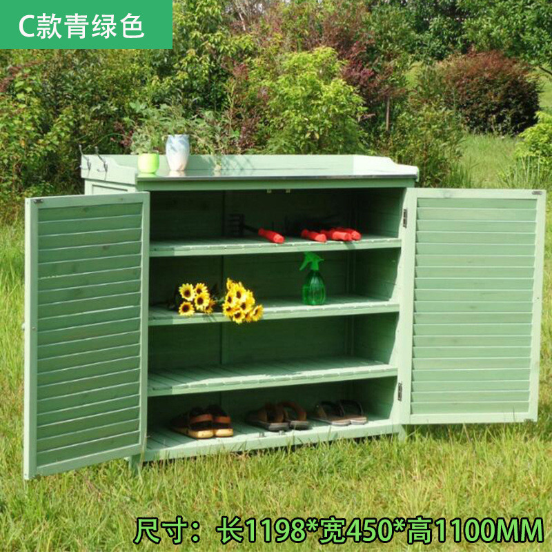 5dbj批发户外门口收纳柜子实木田园鞋柜防水庭院工具箱花园杂物柜