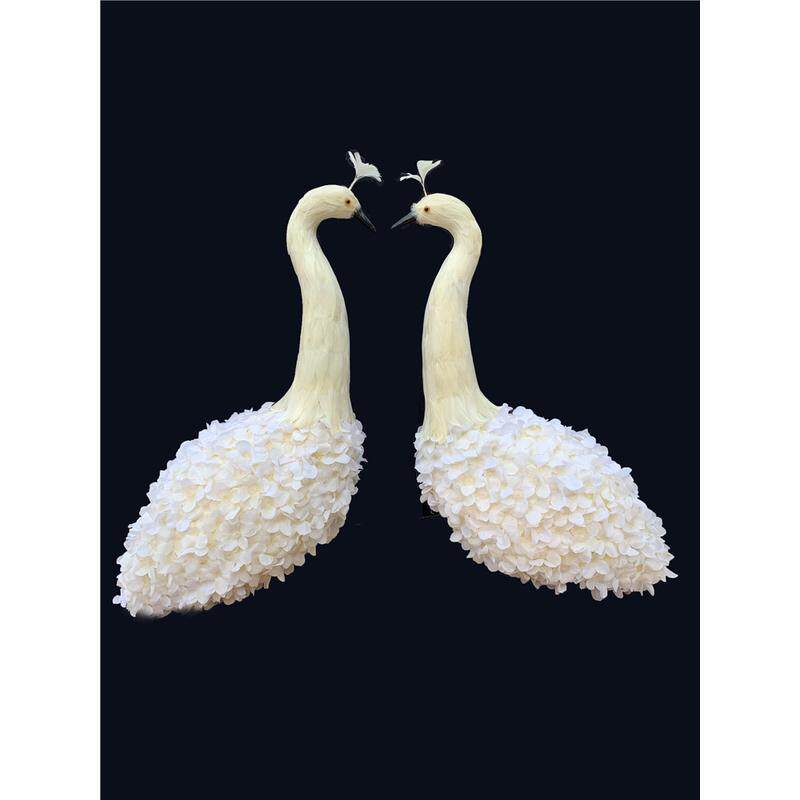 婚庆仿真孔雀模型摆件道具装饰真模型蓝色孔雀身子道具孔雀头羽毛