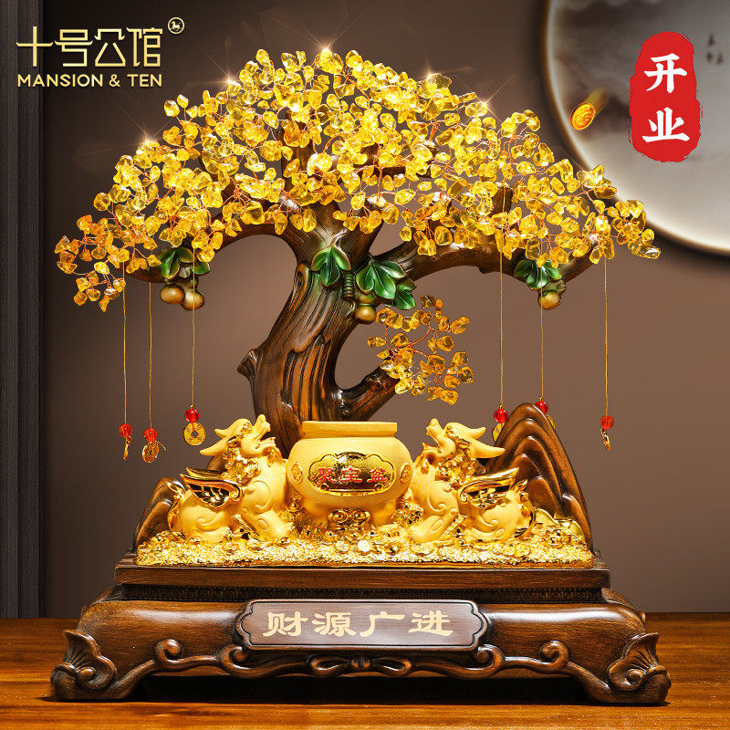 貔貅招财聚宝盆摆件客厅酒柜发财树装饰品店铺收银台乔迁开业礼物