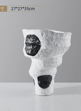 禅意北欧黑色大波点插花花瓶异形花器设计师样板间软装饰艺术摆件