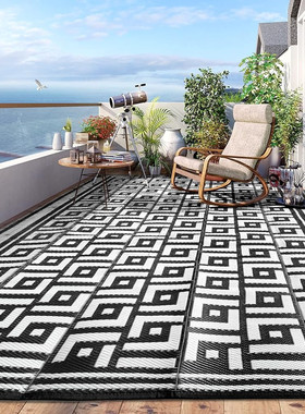 【现货】l防潮垫地垫黑浅灰9x12pp编织野餐垫户外山地款可折叠