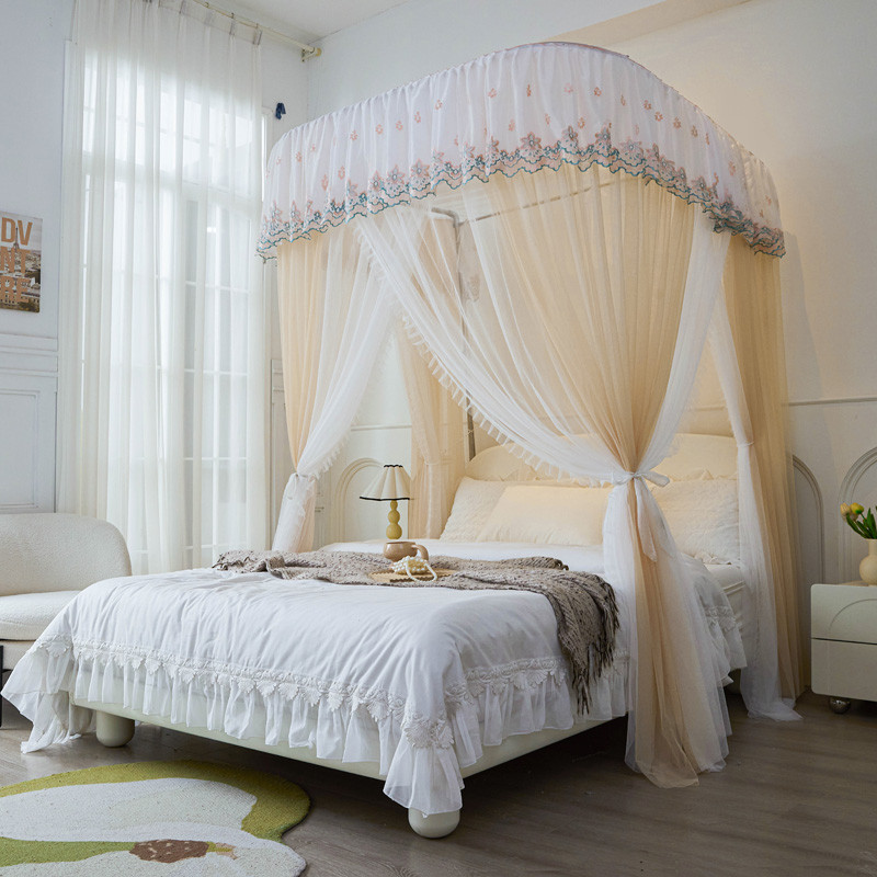 of9d加密新款蚊帐2023双层u型伸缩支架加密加厚公主风三开门家用1