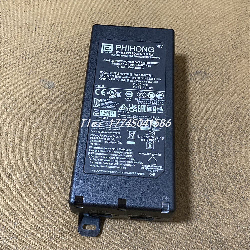 POE29U-1AT(PL)/D-R|Phihong飞宏POE以太网电源适配器30W/56V全新