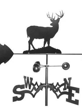 新款红瓢公鸡摆件风向标不锈钢喷漆指针铁艺剪影花园插件