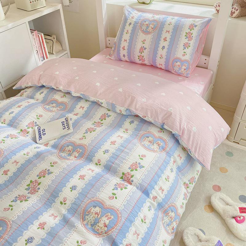 水洗棉宿舍三件套学生宿舍单人学校床单1.2床被套印花床品四件套