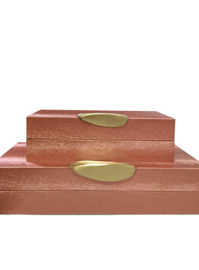 轻奢首饰收纳盒高端木质pu皮样板间卧室软装售楼处设计搭配装饰品