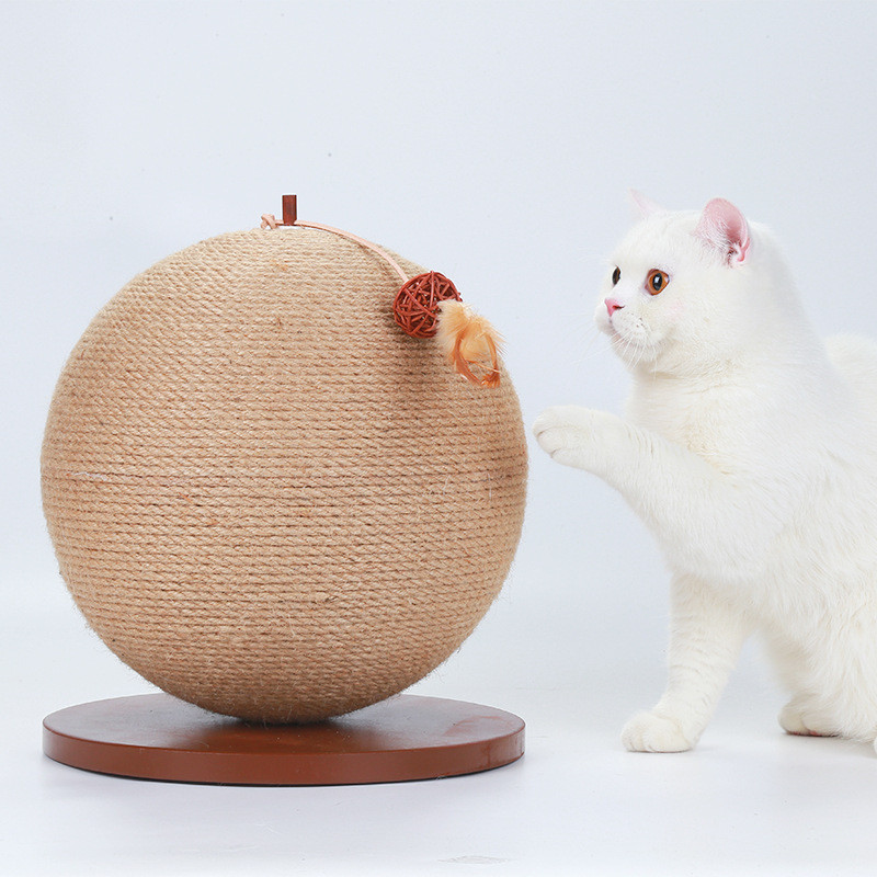 厂家直销猫猫用品猫咪玩具球耐磨 MDF板剑麻球 磨爪猫抓球 猫玩具