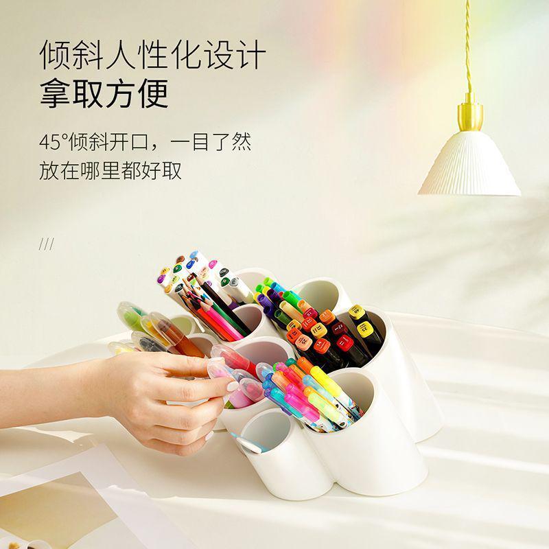 学生多功能蜂巢笔筒斜插式创意收纳盒宿舍桌面简约画笔彩笔置物架
