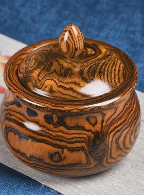 花梨木罐创意手工高档虎皮纹黄花梨实木挖制茶叶罐中式家用木质茶