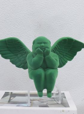 简约现代银色摆件树脂趣味云朵飞行员雕塑客厅电视柜样板房黑色