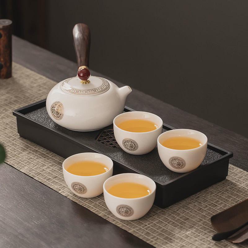 家用一壶两杯功夫茶具小套装新款宿舍全套陶瓷泡茶壶整套茶杯茶盘