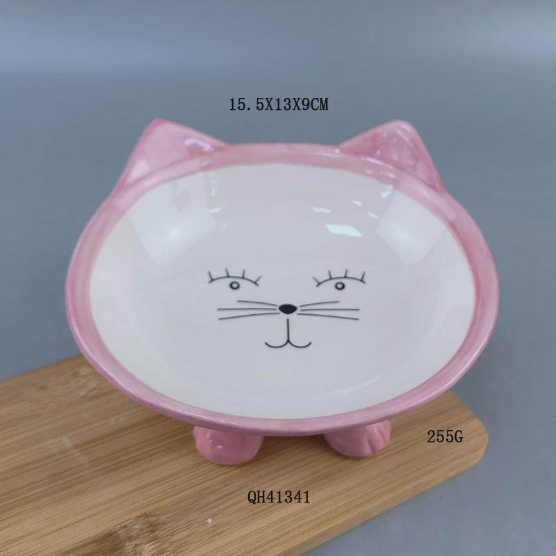 严选猫碗陶瓷可爱卡通宠物碗狗食盆犬猫单碗喝水碗宠物用品
