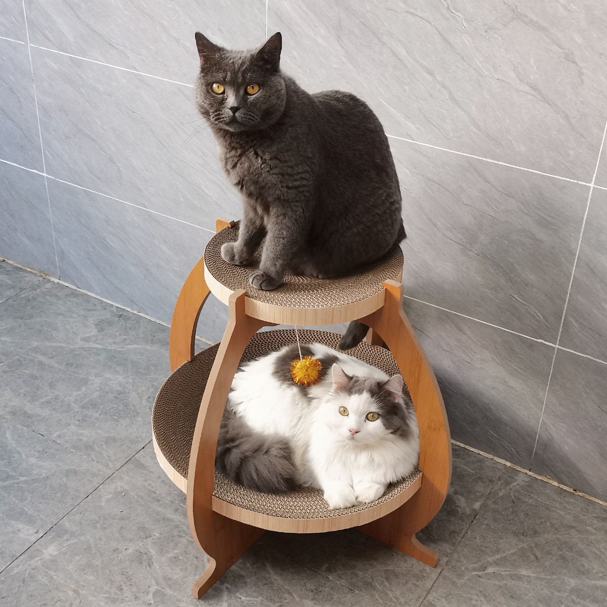 icle木质现货工厂猫架猫抓板可替换瓦楞纸猫抓板折叠575大号