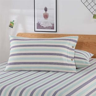 厂家凉席三件套色织加厚老粗布棉床单枕套1.5/1.8/2.0床家纺床品