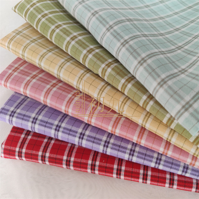 手工diy黄色田字格jk制服格子色织布料旗袍连衣裙薄款衬衫厂家