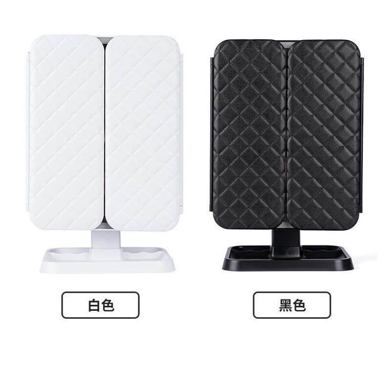 LED化妆镜台式带灯桌面折叠三折镜180度旋转触屏充电美妆镜子