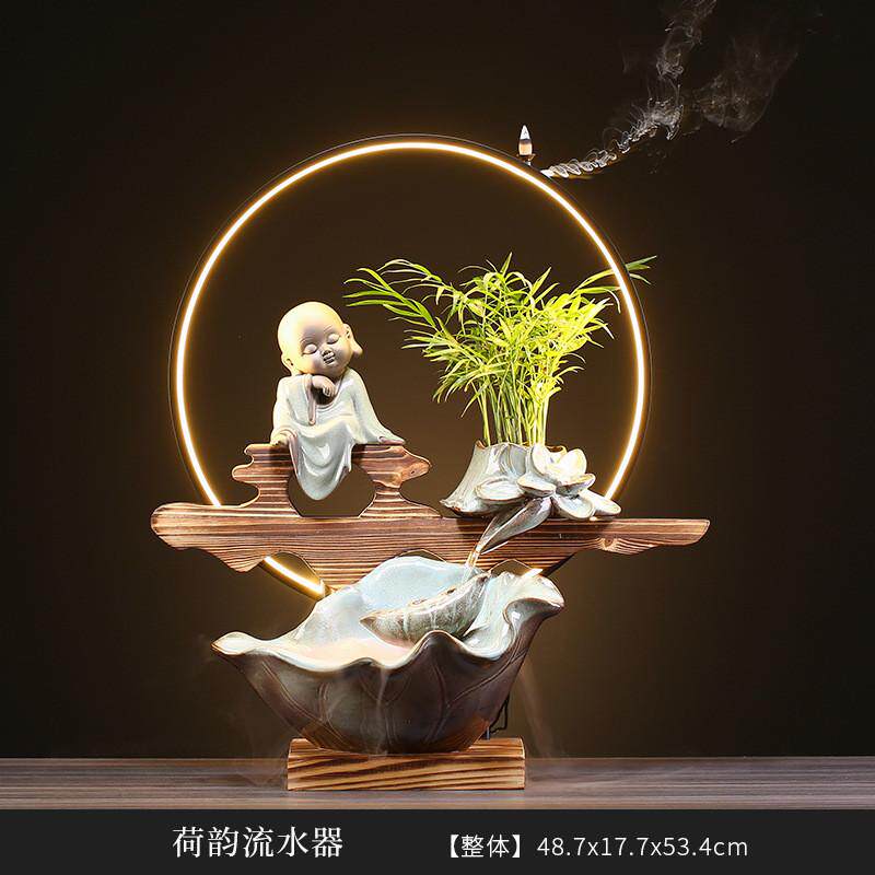 中式流水生财摆件假山桌面客厅办公室喷泉创意现代简约开业礼品