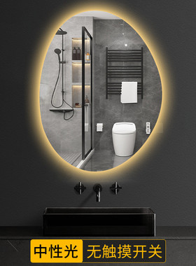 不规则异形镜子卫生间挂墙式梳妆镜子智能镜洗手台led灯镜艺术镜