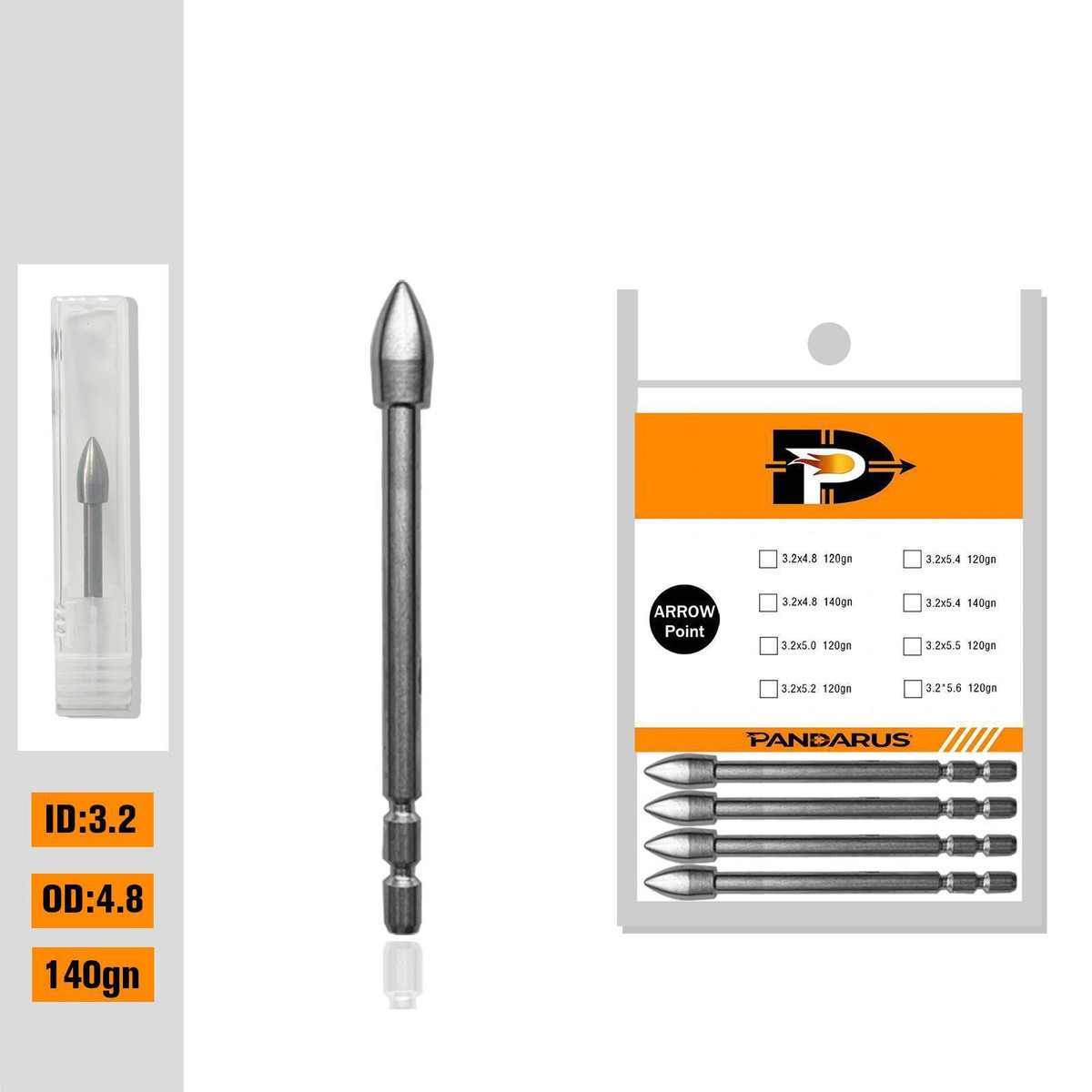 内径3.2mm钨钢箭头内插箭头曲配件反箭复合射准箭比赛箭支
