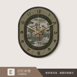 Qt法式复古客厅挂钟中古风餐厅装饰画餐桌边创意钟表挂墙绿色时钟