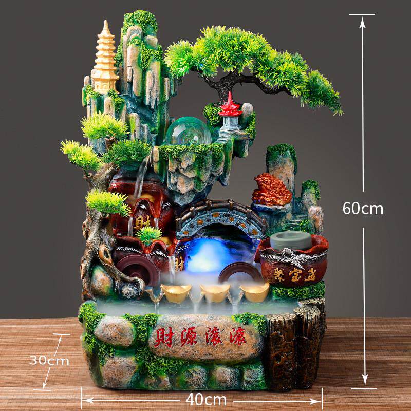 假山流水鱼缸盆景鱼缸加湿器水景客厅办公室家居装饰品创意摆件