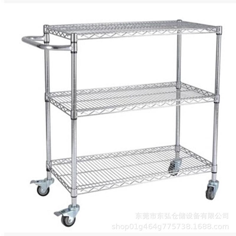 带轮货架镀铬线网货架不锈钢色货架防静电车间置物架仓库物料货架