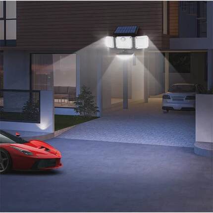 新型太阳能挂壁灯224led四头分体太阳能户外度假多功能庭院灯