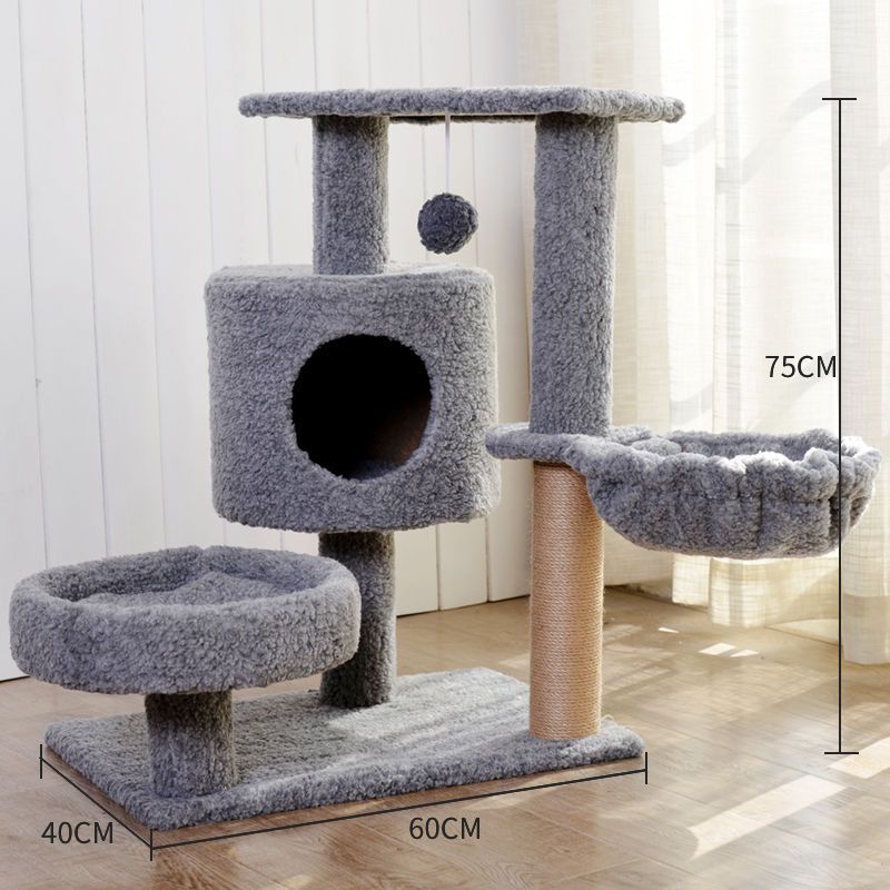 猫房子别墅架猫爬架猫窝树一体实木子抓猫咪用品小型柱四季通用