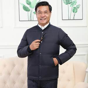 中老年羽绒服内胆套装男士短款老人加厚保暖爸爸内外穿衣棉裤冬装