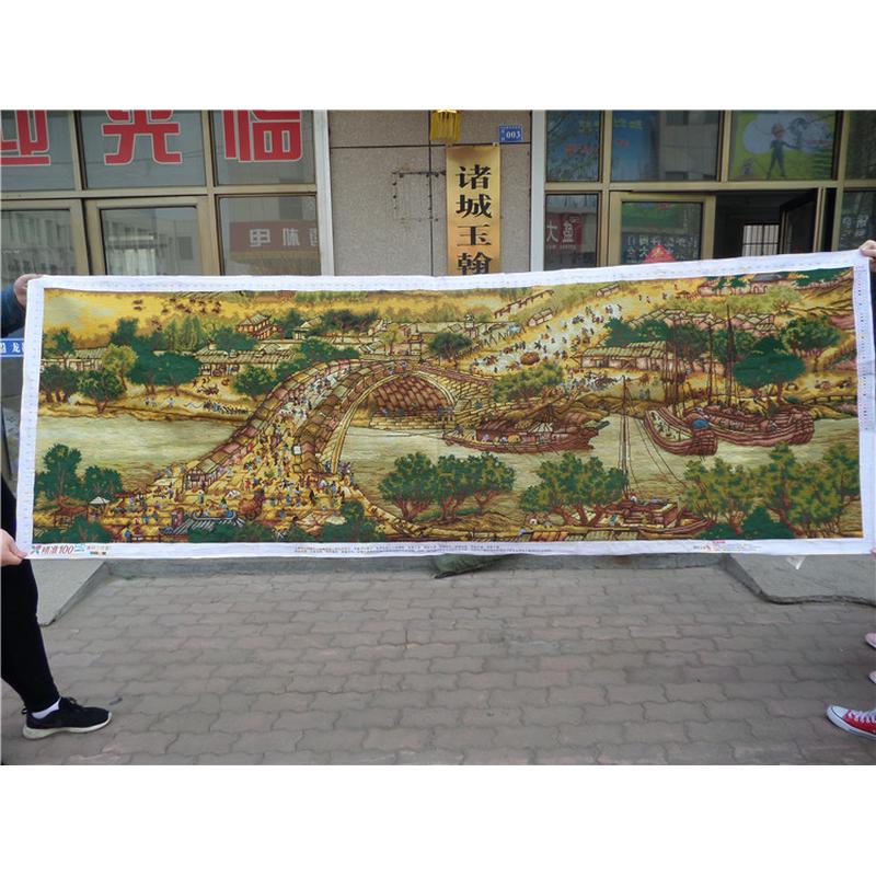 BG54批发已绣好的纯手工十字绣成品清明上河图满绣2米3米客厅大幅