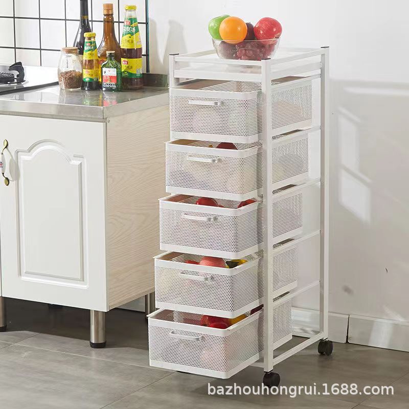落地式多层储物架抽屉式卫生间卧室收纳架厨房带轮抽拉置物架