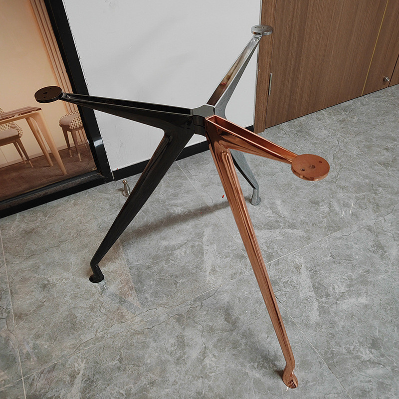 现代老板桌轻奢高级电镀桌腿洽谈桌岩板餐桌腿铝合金铝合金桌架