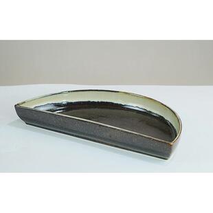 半圆陶瓷浅盘花器花盆禅意插花水培中式东方花道写景盘复古日式