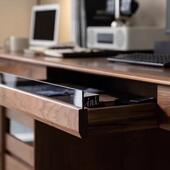 北美黑胡桃木实木双人靠墙学习写字电脑办公书桌北欧现代轻奢家用