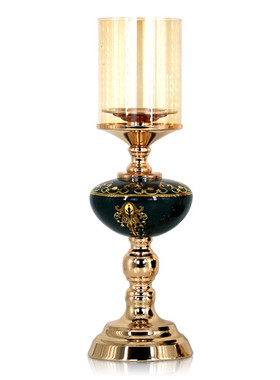 批发烛台摆件轻奢玻璃罩欧式金属餐厅浪漫摆件家居工艺品