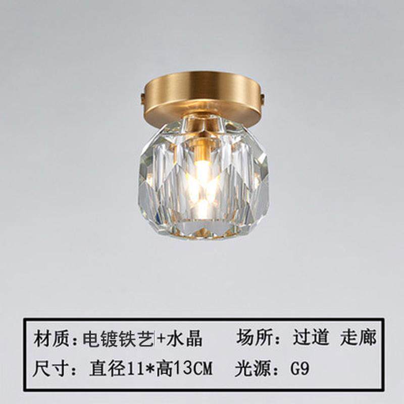 灯饰轻奢水晶过道灯玄关灯简约led吸顶灯阳台衣帽间走廊北欧全铜
