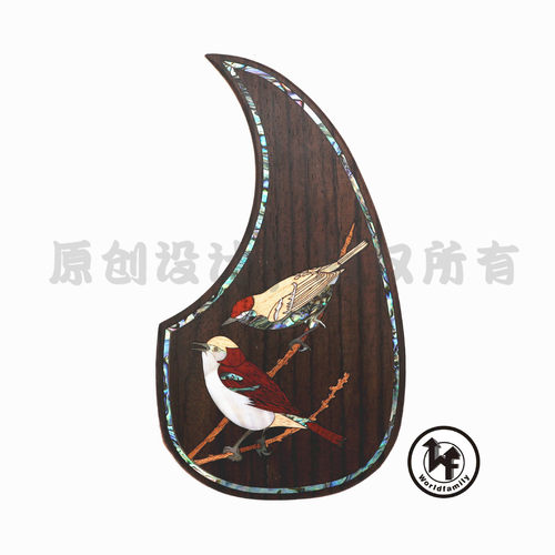 实木民谣木吉他护板玫瑰木彩镶贝真贝壳雕花装饰护板玫瑰孔雀