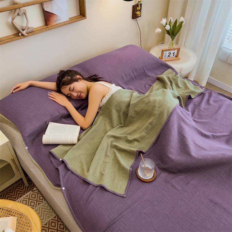 A类全棉双层纱旅行酒店隔脏睡袋儿童午休被套单人纯棉大童防踢被