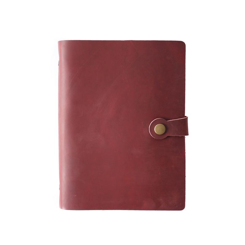 a5活页简约记事本商务笔记本文具复古疯马皮手账本四合扣活页本
