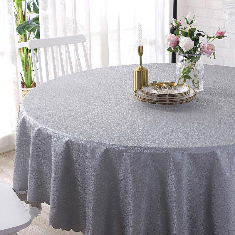 新款酒店圆形pu防水餐桌布居家书房防水台布现代简约家用圆桌桌布