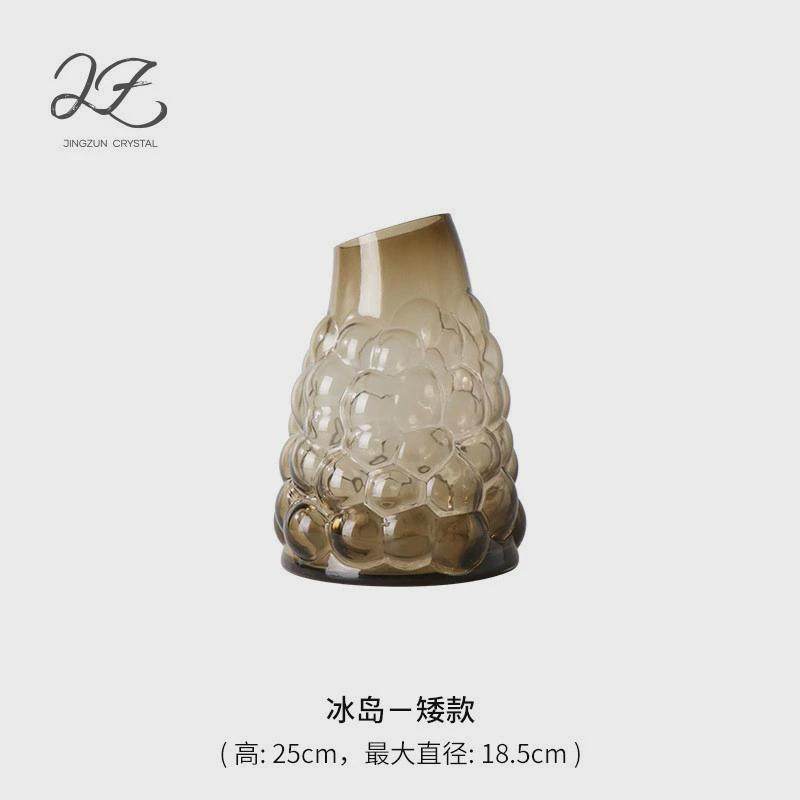 创意冰岛玻璃花瓶咖色风客餐厅卧室泡泡花瓶插花氛围装饰品摆件,家居饰品,装饰摆件,淘宝优惠券,粉丝福利购,淘宝优惠卷