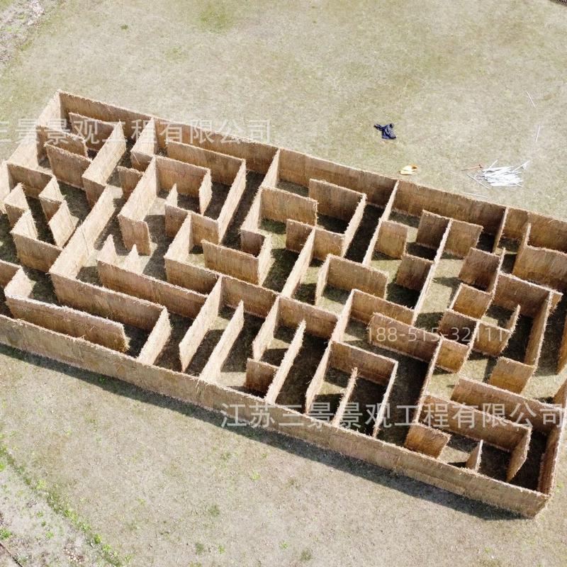 稻草迷宫仿真景观迷宫稻草绿雕艺术节稻草乐园丰收节户外互动迷宫