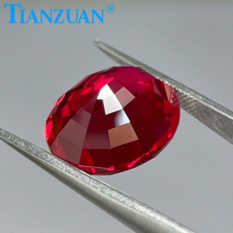 热销tianzuan红宝石鸽血宝塔切工椭圆形蛋形人工培育合成无红宝石