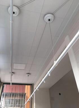 HX白色升降晾衣架简约圆杆手摇凉衣架双杆式晾被衣杆阳台晒衣架