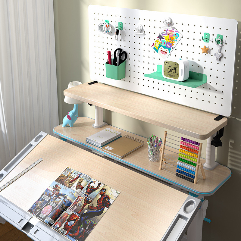 2jgb批发儿童房可立式免打孔洞洞板置物架办公室书桌桌面写字台面