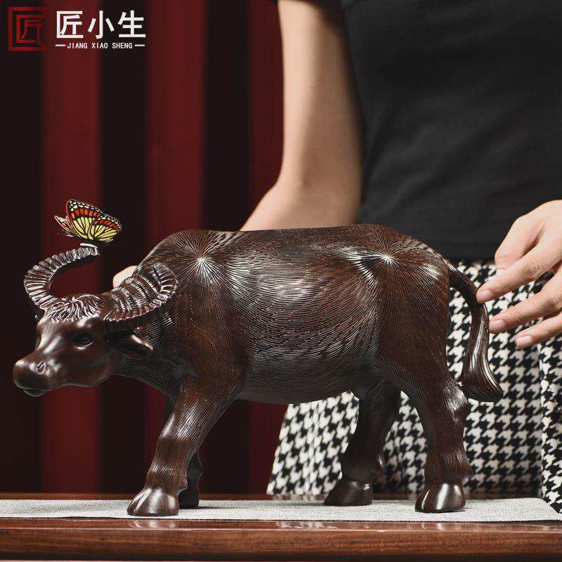 木雕摆件牛实木质雕刻动物生肖家居中式客厅办公玄关店铺工艺礼品,家居饰品,桌面摆件,淘宝优惠券,粉丝福利购,淘宝优惠卷