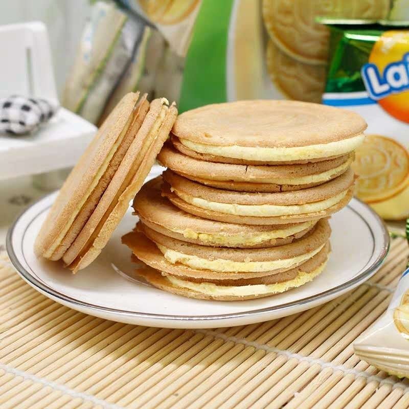 越南来福榴莲味夹心饼350克 法式薄饼干脆饼 1袋20小包独立包装